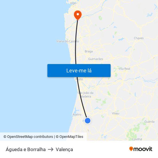 Águeda e Borralha to Valença map