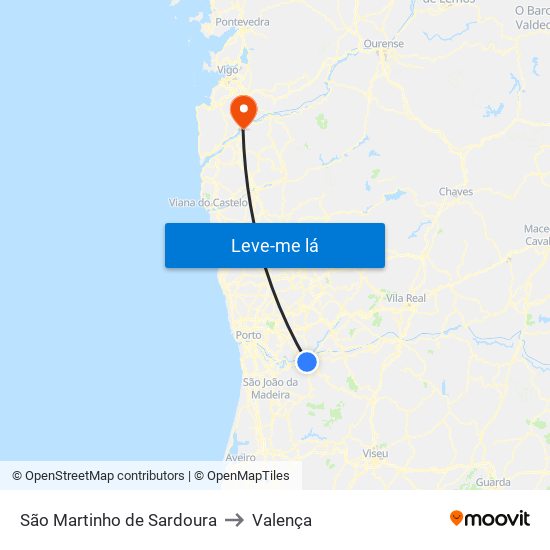 São Martinho de Sardoura to Valença map