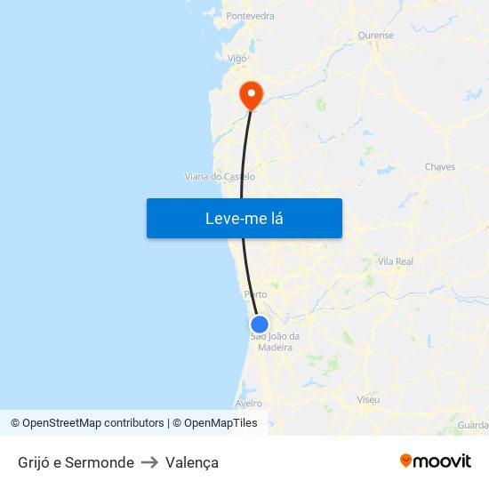 Grijó e Sermonde to Valença map