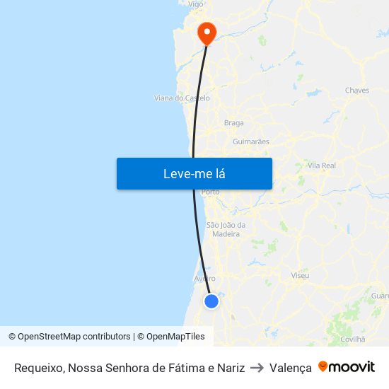 Requeixo, Nossa Senhora de Fátima e Nariz to Valença map