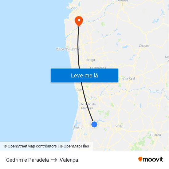 Cedrim e Paradela to Valença map