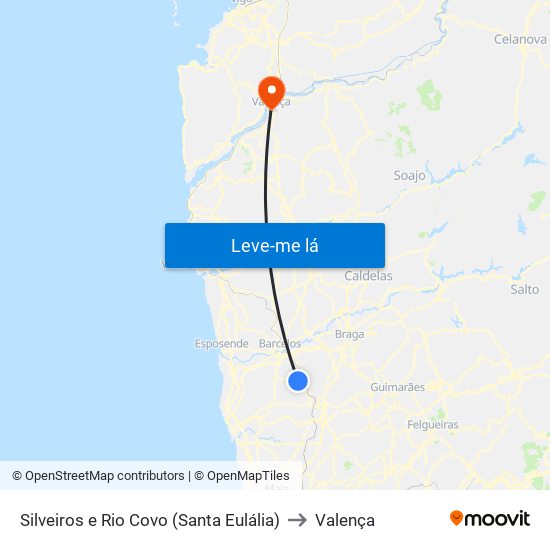 Silveiros e Rio Covo (Santa Eulália) to Valença map