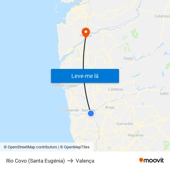 Rio Covo (Santa Eugénia) to Valença map