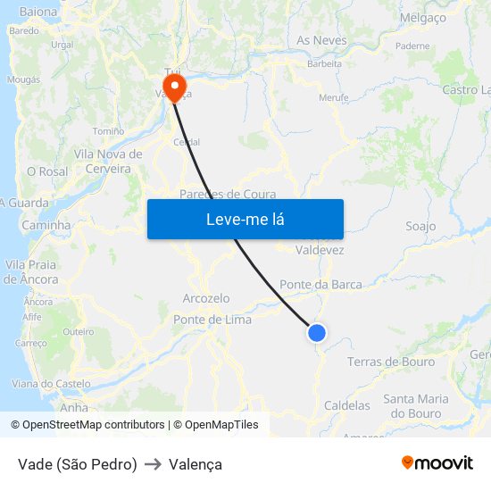 Vade (São Pedro) to Valença map