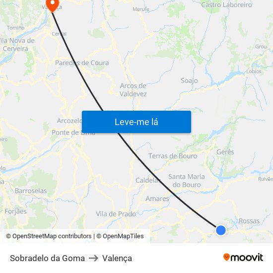 Sobradelo da Goma to Valença map