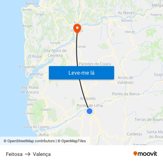 Feitosa to Valença map