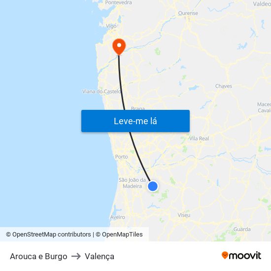 Arouca e Burgo to Valença map