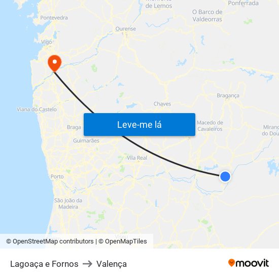 Lagoaça e Fornos to Valença map