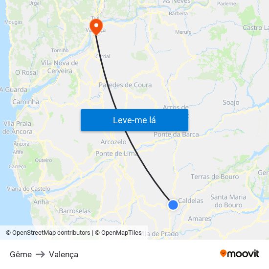 Gême to Valença map