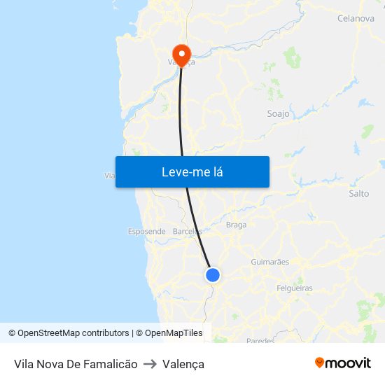 Vila Nova De Famalicão to Valença map