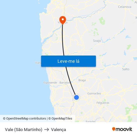 Vale (São Martinho) to Valença map