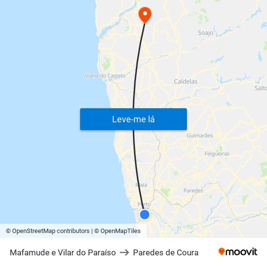 Mafamude e Vilar do Paraíso to Paredes de Coura map