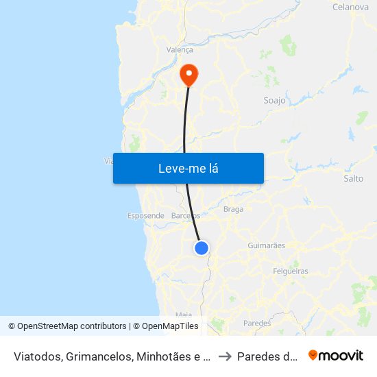 Viatodos, Grimancelos, Minhotães e Monte de Fralães to Paredes de Coura map