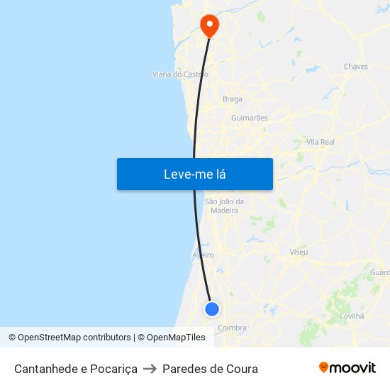 Cantanhede e Pocariça to Paredes de Coura map