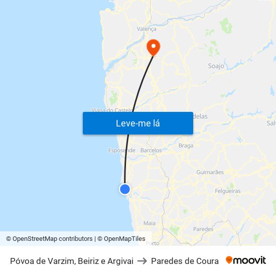 Póvoa de Varzim, Beiriz e Argivai to Paredes de Coura map