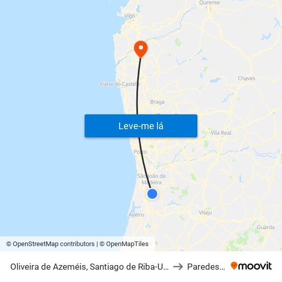 Oliveira de Azeméis, Santiago de Riba-Ul, Ul, Macinhata da Seixa e Madail to Paredes de Coura map