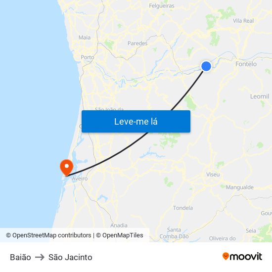 Baião to São Jacinto map