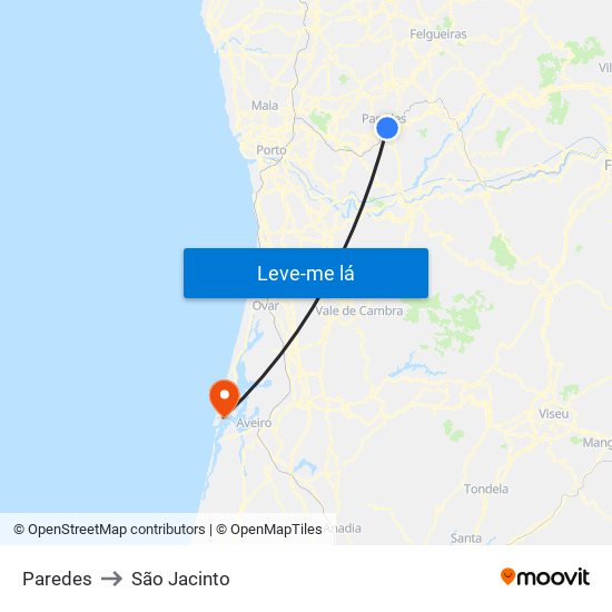 Paredes to São Jacinto map