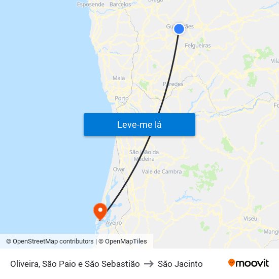 Oliveira, São Paio e São Sebastião to São Jacinto map