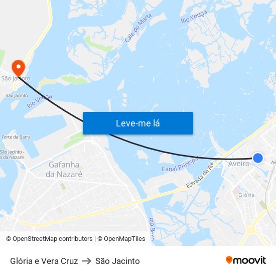 Glória e Vera Cruz to São Jacinto map