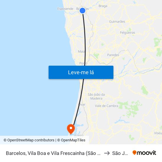 Barcelos, Vila Boa e Vila Frescainha (São Martinho e São Pedro) to São Jacinto map