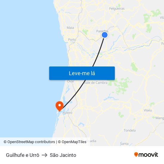 Guilhufe e Urrô to São Jacinto map