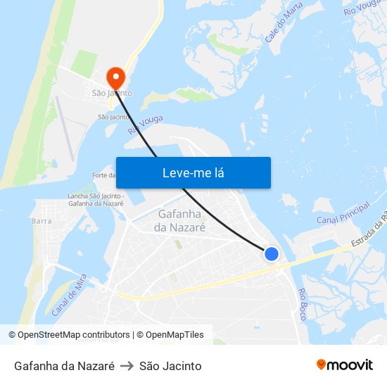 Gafanha da Nazaré to São Jacinto map