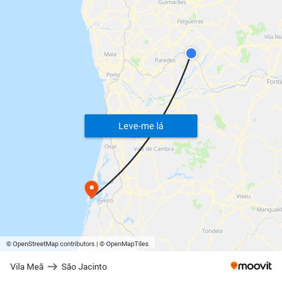 Vila Meã to São Jacinto map
