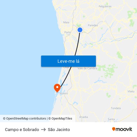 Campo e Sobrado to São Jacinto map