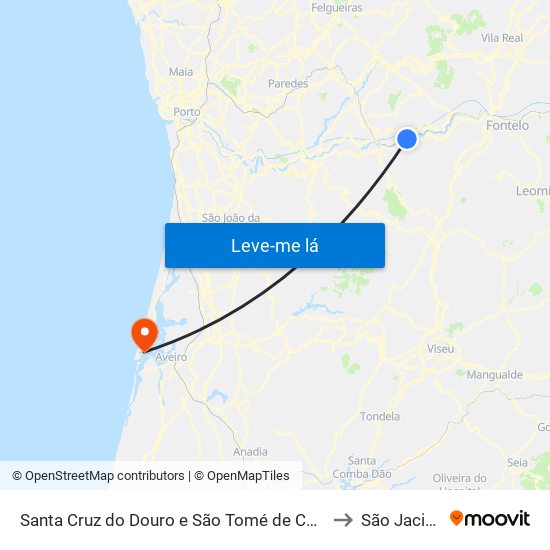 Santa Cruz do Douro e São Tomé de Covelas to São Jacinto map