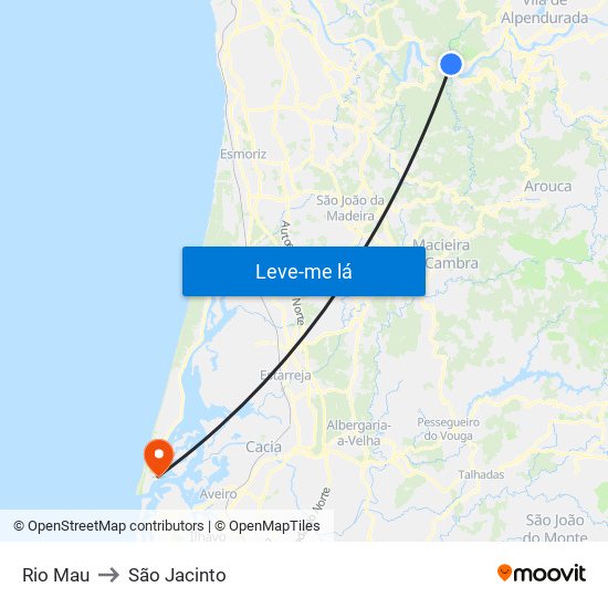 Rio Mau to São Jacinto map