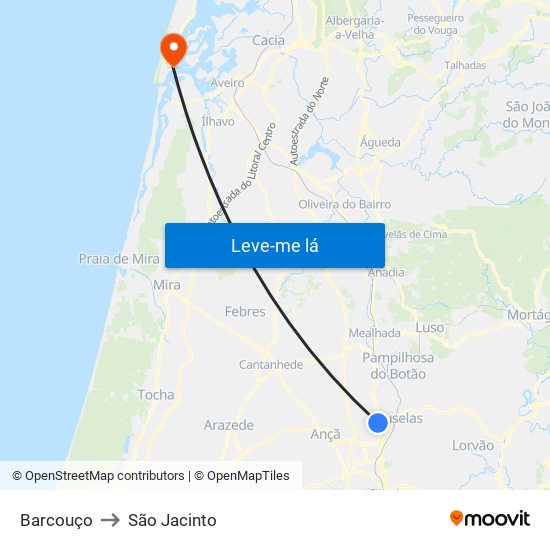 Barcouço to São Jacinto map