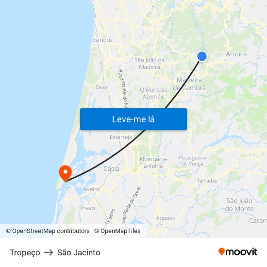 Tropeço to São Jacinto map