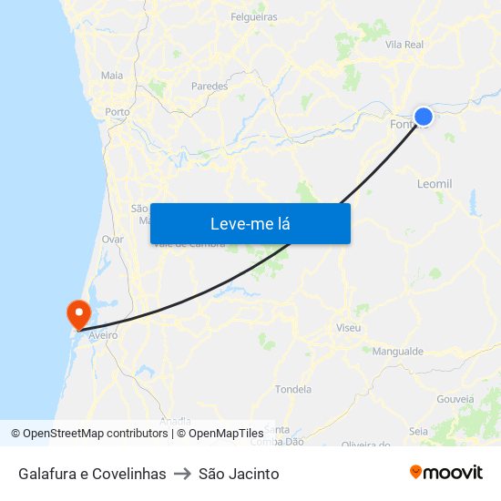 Galafura e Covelinhas to São Jacinto map