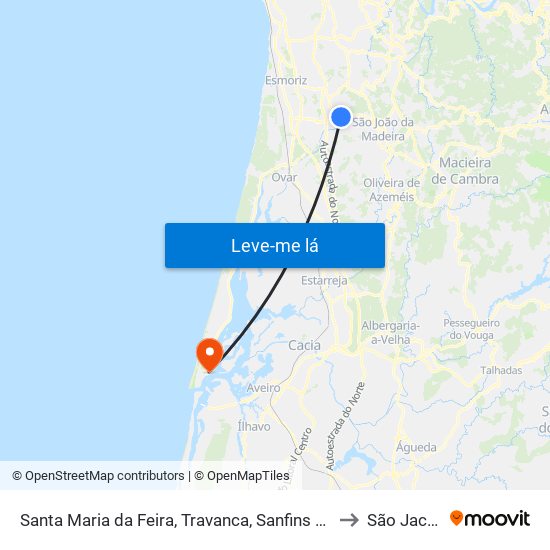 Santa Maria da Feira, Travanca, Sanfins e Espargo to São Jacinto map