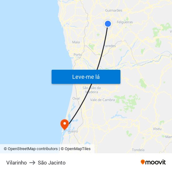 Vilarinho to São Jacinto map