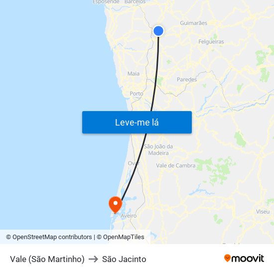 Vale (São Martinho) to São Jacinto map