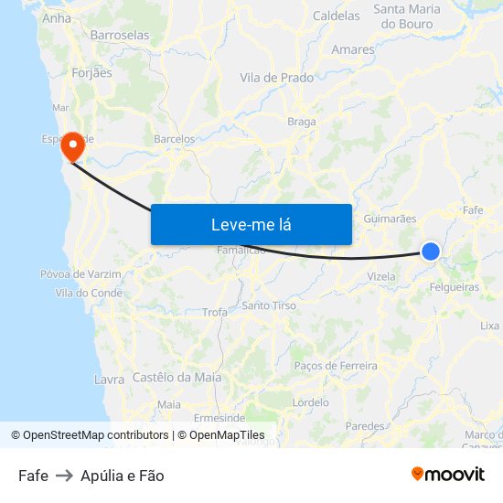 Fafe to Apúlia e Fão map