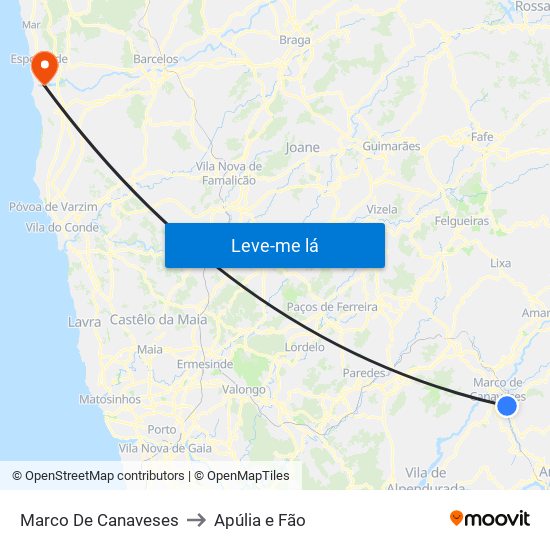 Marco De Canaveses to Apúlia e Fão map