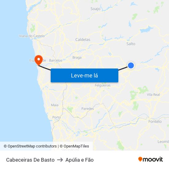 Cabeceiras De Basto to Apúlia e Fão map