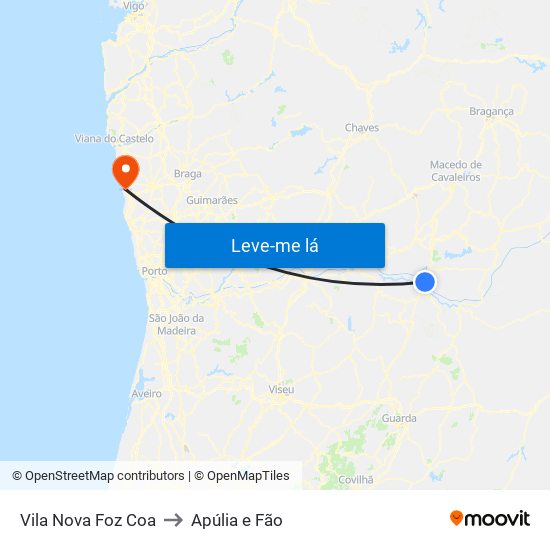 Vila Nova Foz Coa to Apúlia e Fão map
