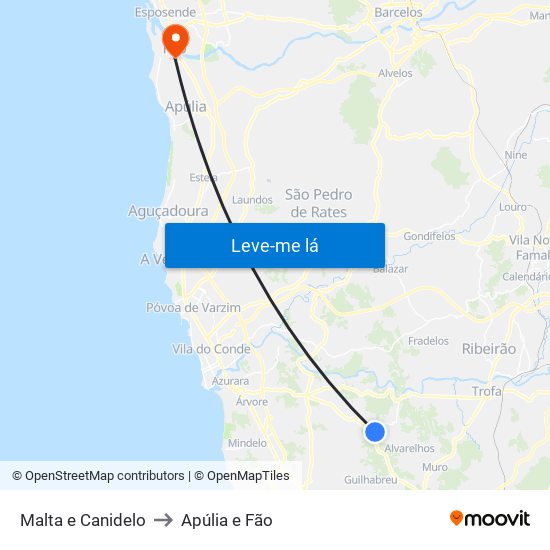 Malta e Canidelo to Apúlia e Fão map