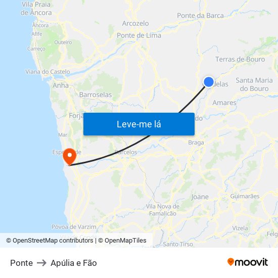 Ponte to Apúlia e Fão map