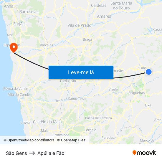 São Gens to Apúlia e Fão map