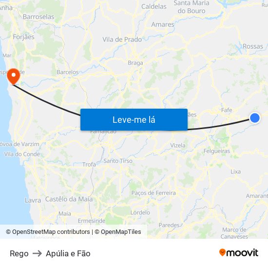 Rego to Apúlia e Fão map