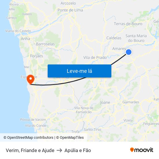 Verim, Friande e Ajude to Apúlia e Fão map