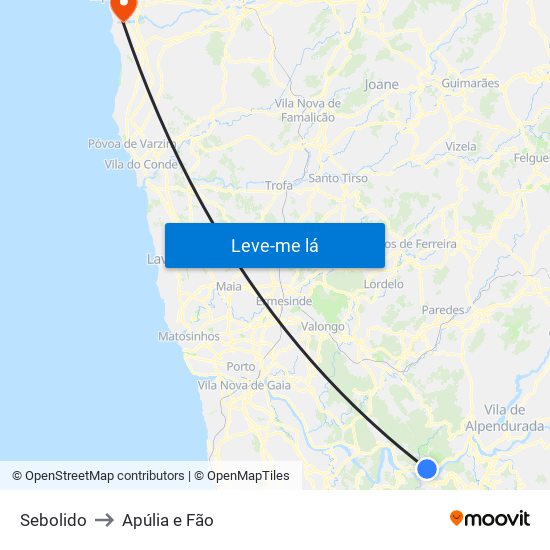 Sebolido to Apúlia e Fão map