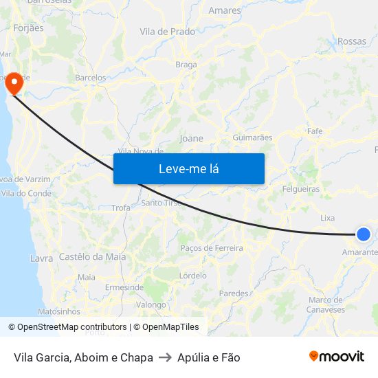 Vila Garcia, Aboim e Chapa to Apúlia e Fão map