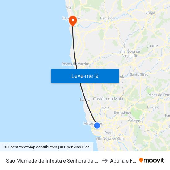 São Mamede de Infesta e Senhora da Hora to Apúlia e Fão map