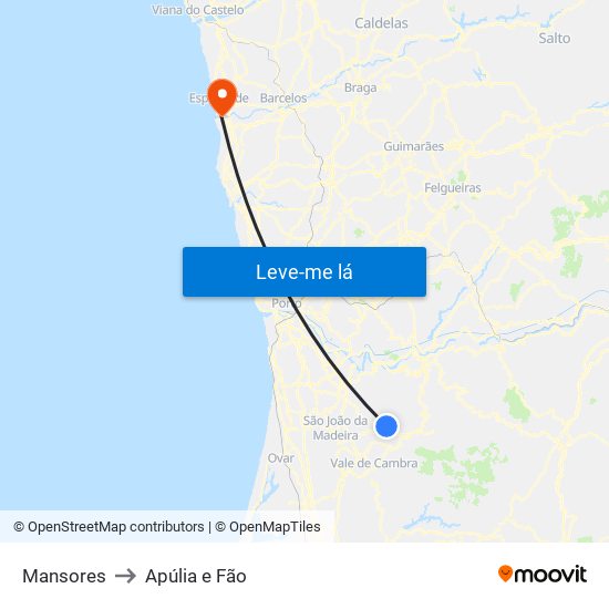 Mansores to Apúlia e Fão map